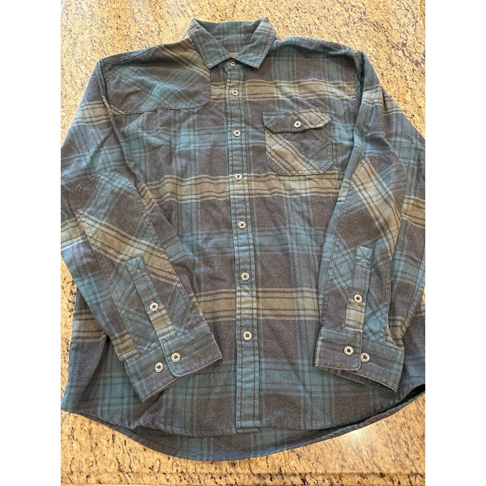 Howler Brothers Harker's Flannel Shirt Mens Large Blue Plaid Snap Cabincore
